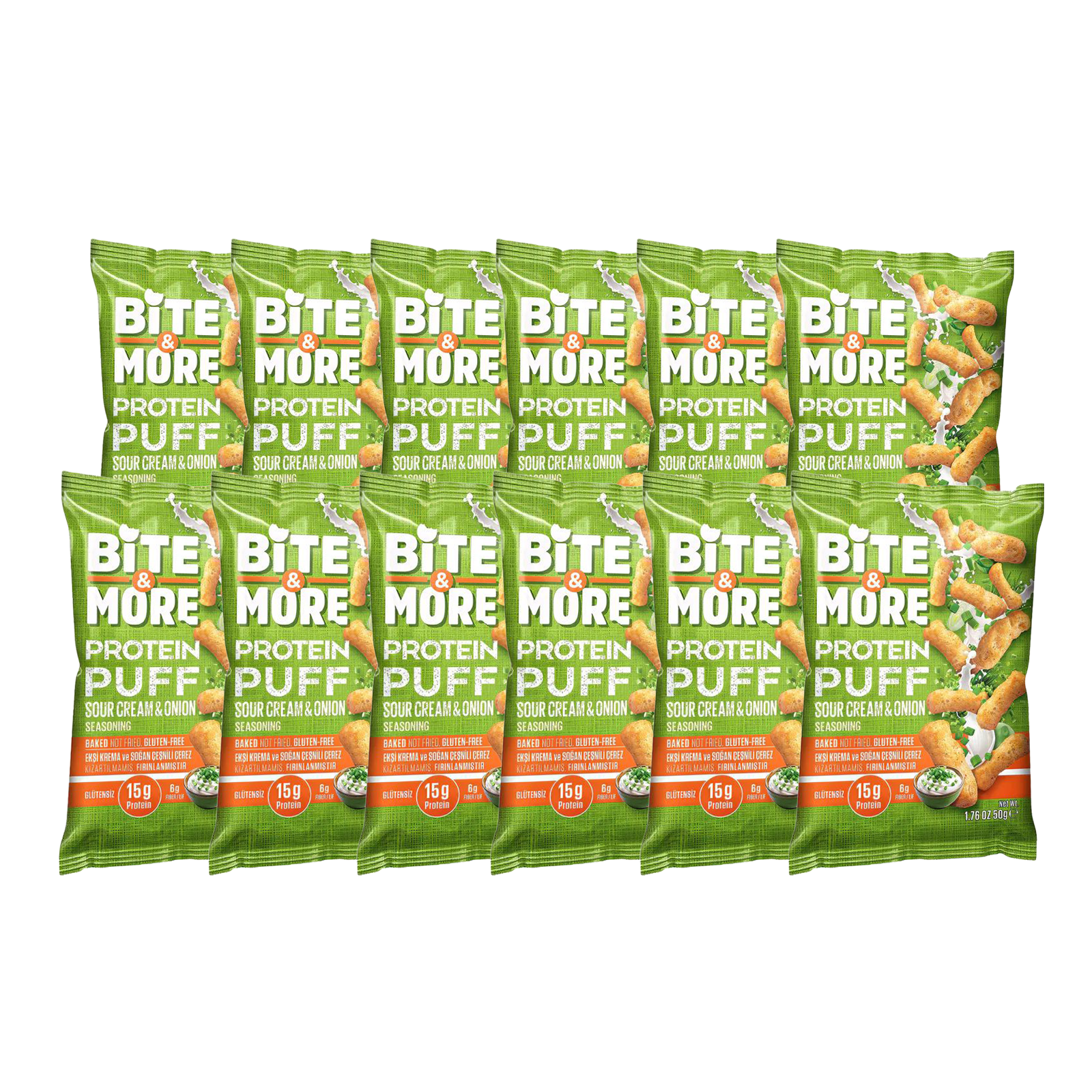 Bite & More Proteinli Vegan Cips 50 GR - Sour & Cream - 12 Adet