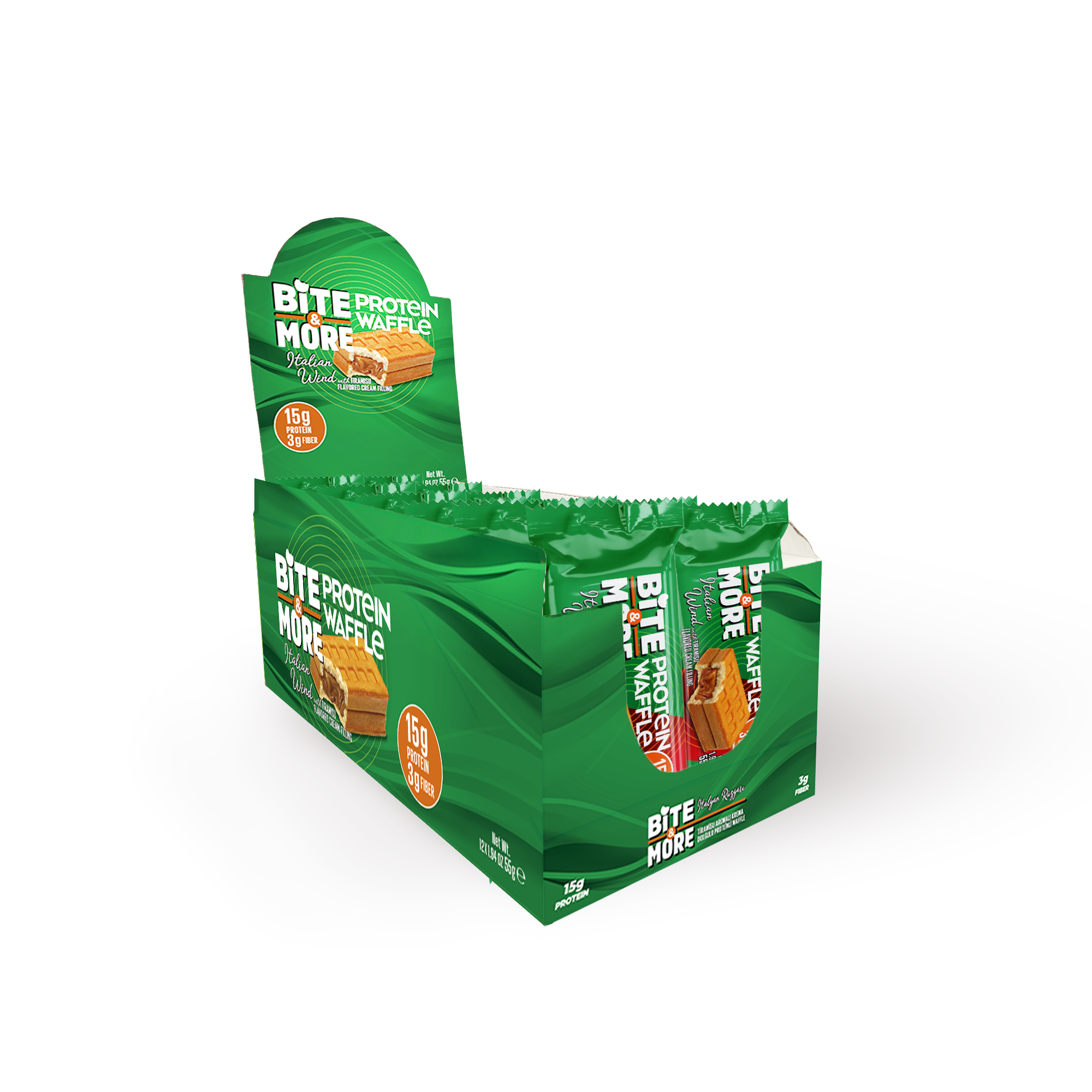 Bite & More Protein Waffle 55 GR - Tiramisu - 12 Adet