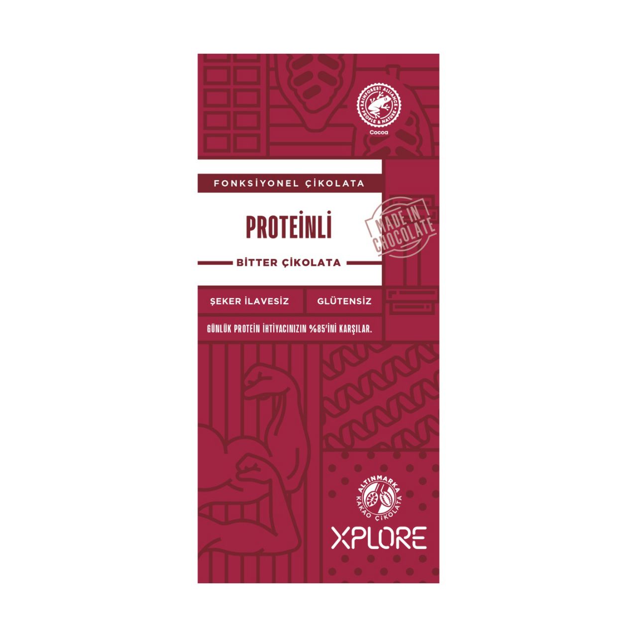 Proteinli Şeker İlavesiz Bitter Kuvertür Çikolata 200 Gr
