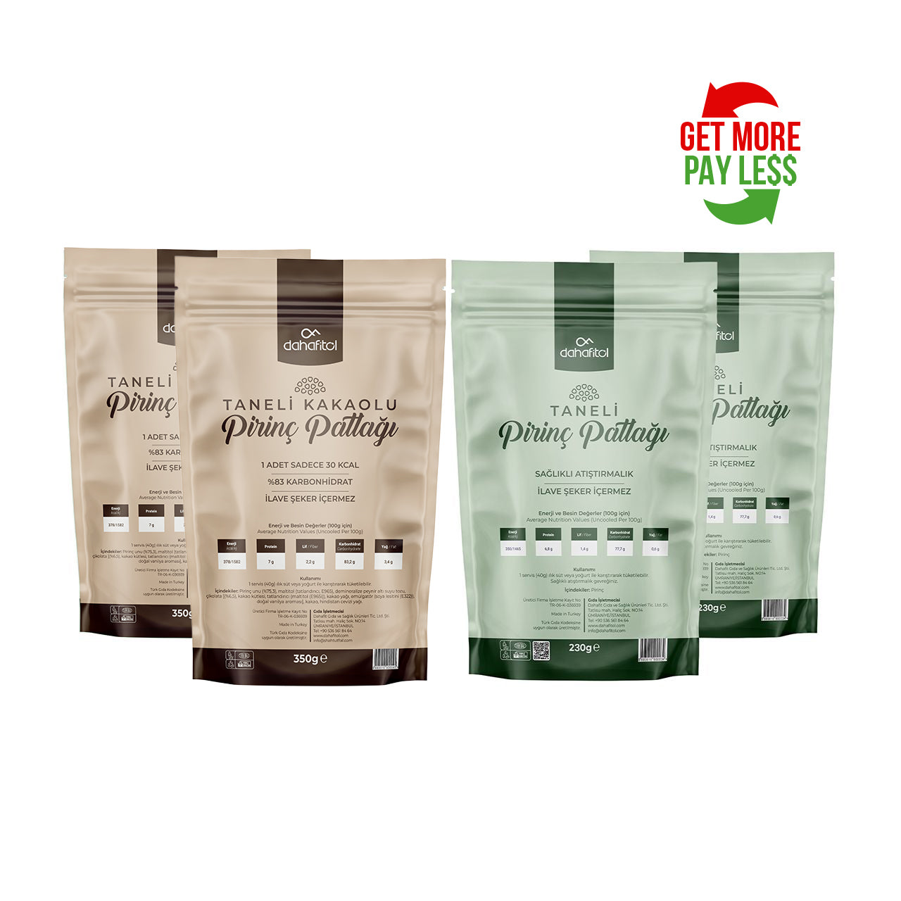 Dahafit Taneli Pirinç Patlağı Karma Paket 4'lü