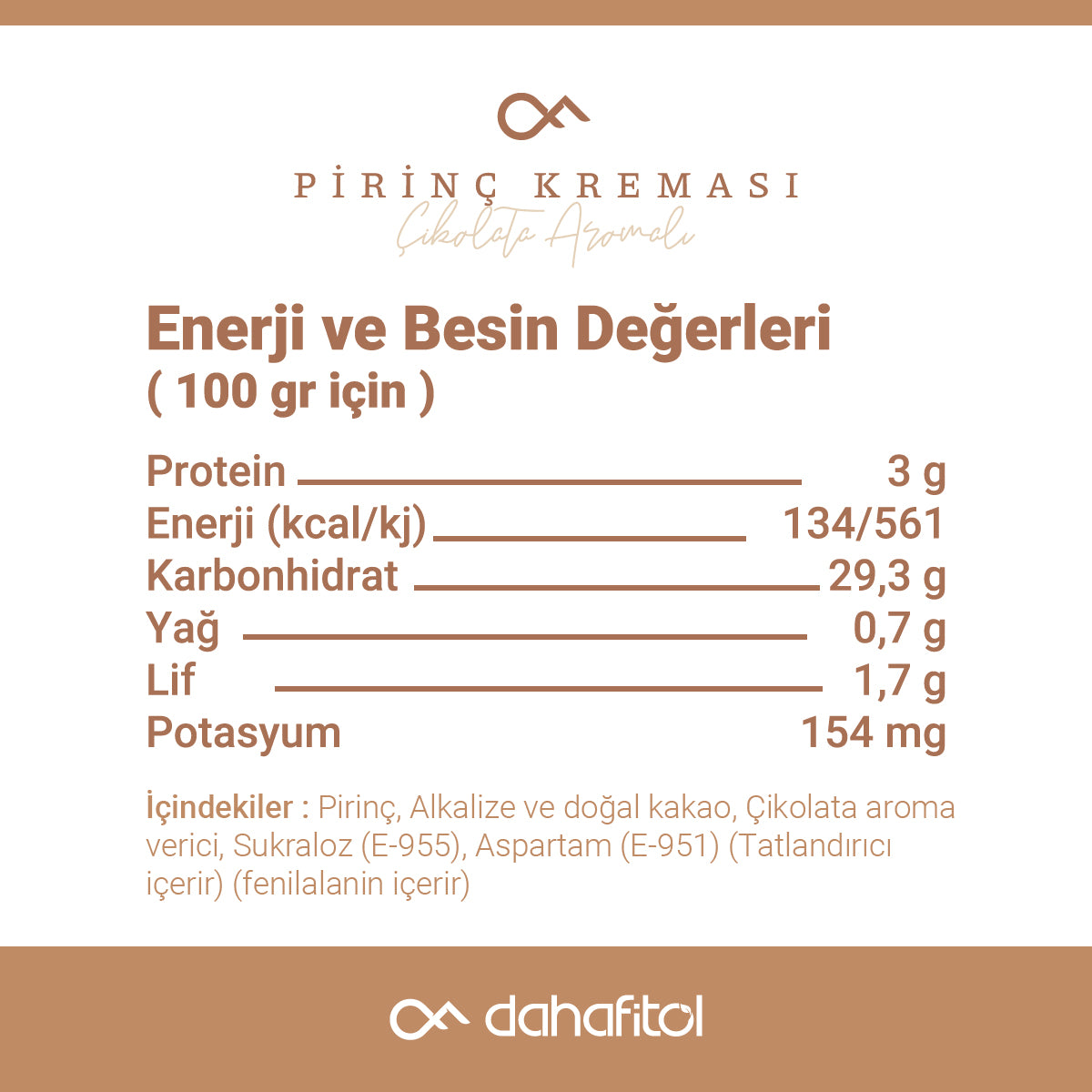 Çikolata Aromalı Pirinç Kreması 500 GR