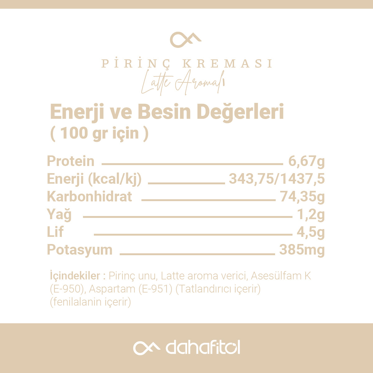 Latte Aromalı Pirinç Kreması 500 GR