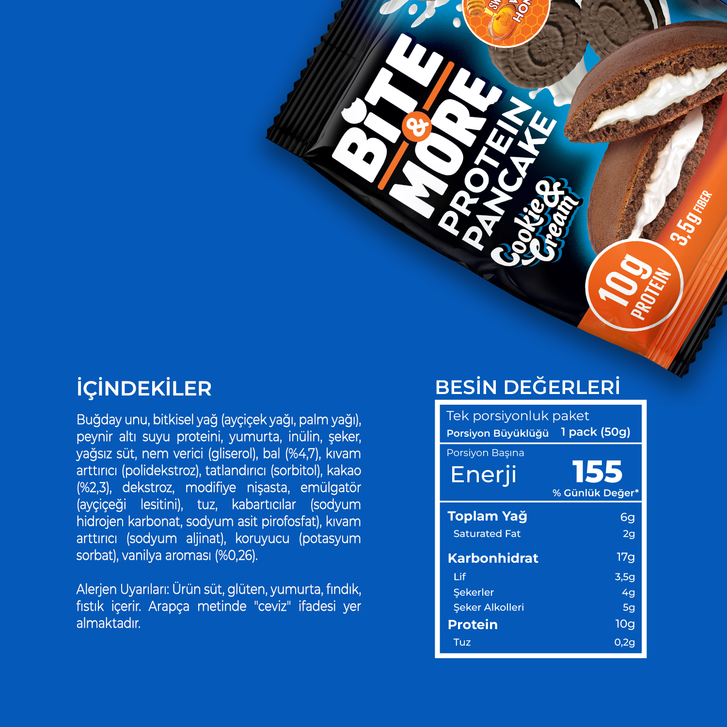 Bite & More Protein Pancake 50 GR - Cookie Cream 12 Adet