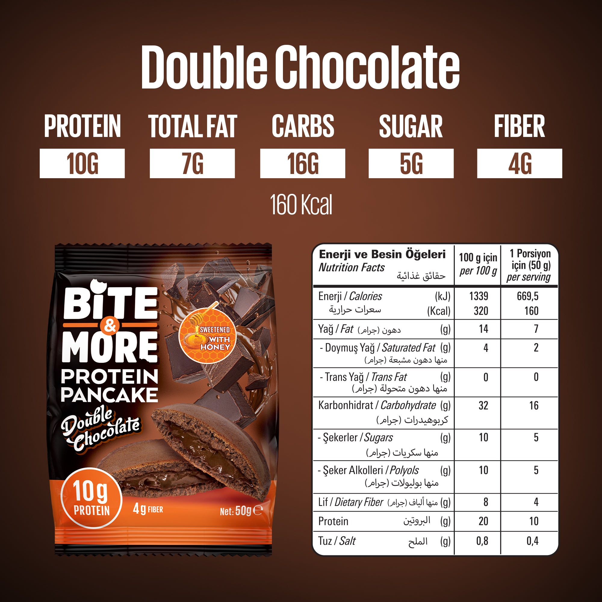 Bite & More Protein Pancake 50 GR - Double Chocolate