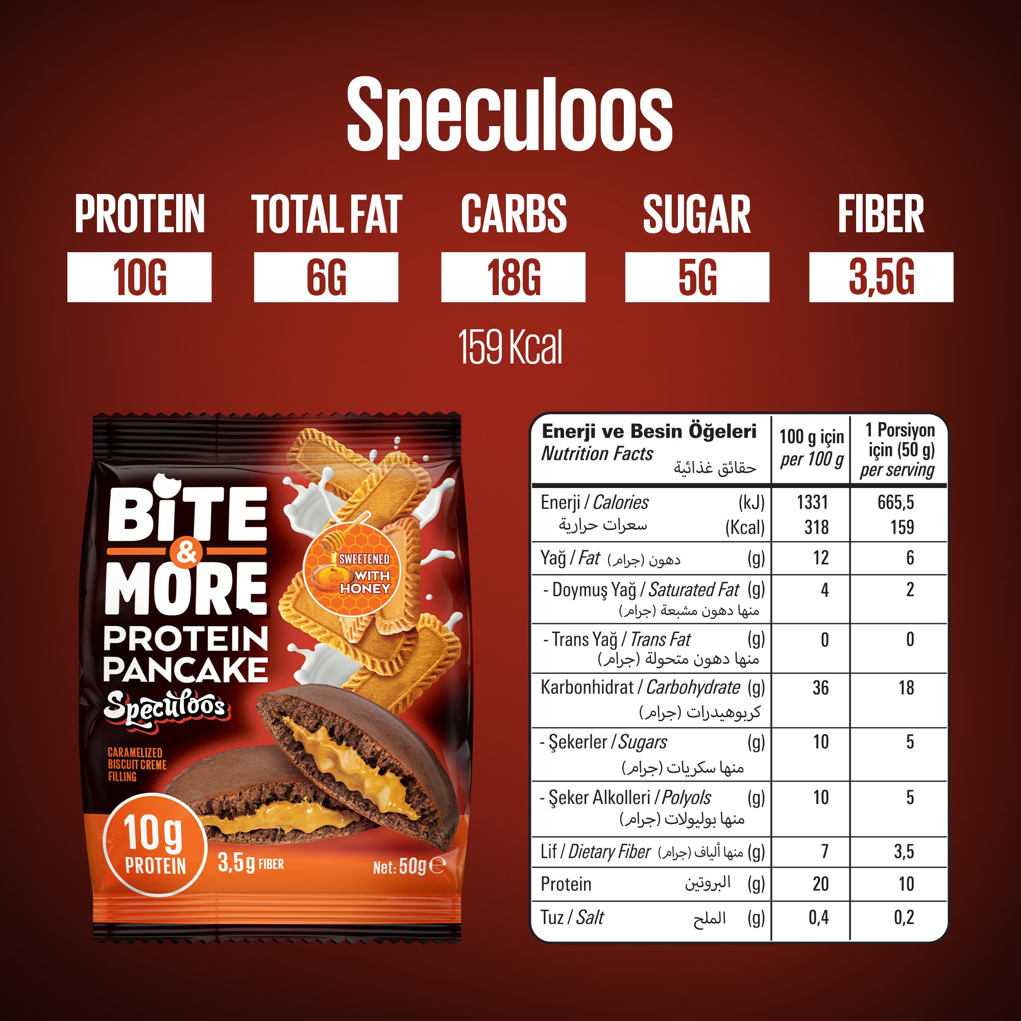 Bite & More Protein Pancake 50 GR - Speculoos 12 Adet