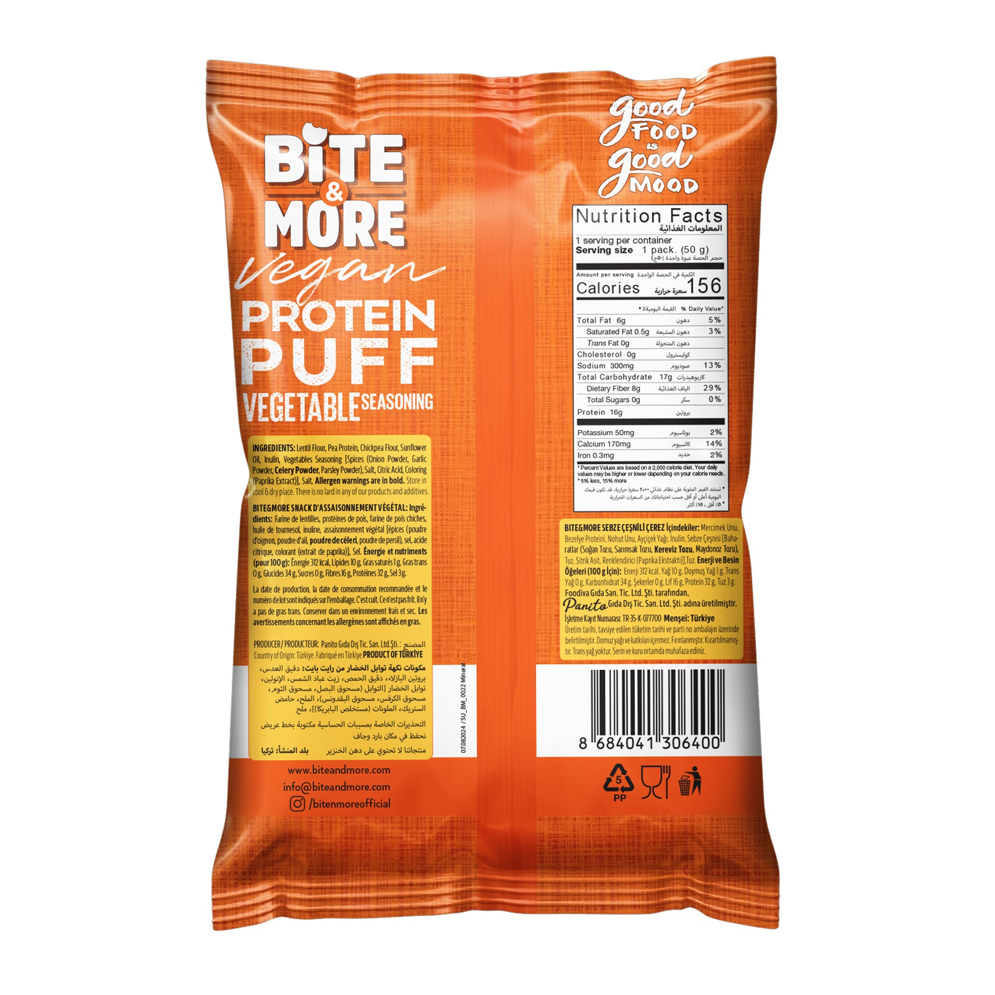 Bite & More Proteinli Vegan Cips 50 GR - Vegetable