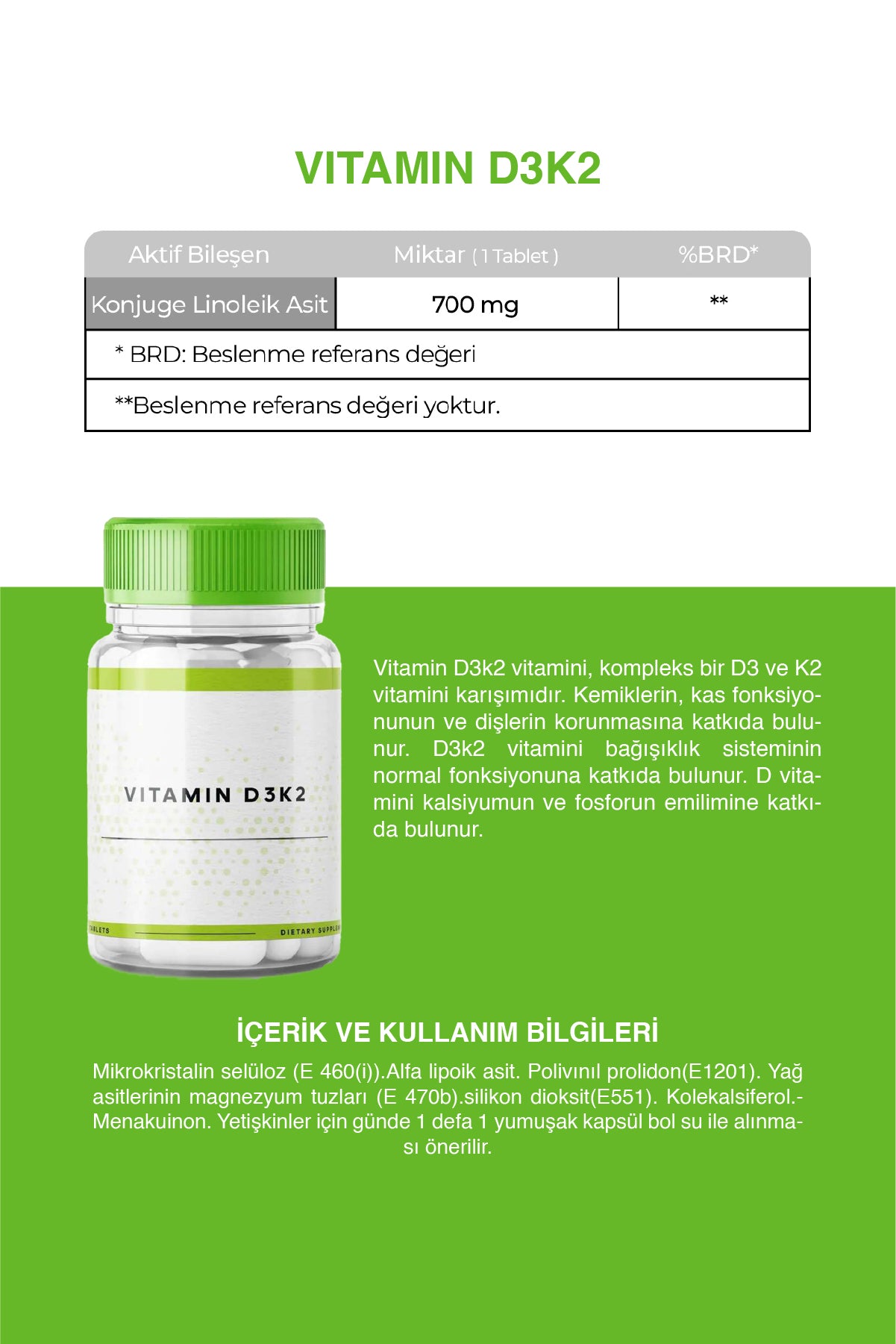 Vitamin D3K2 60 Tablet
