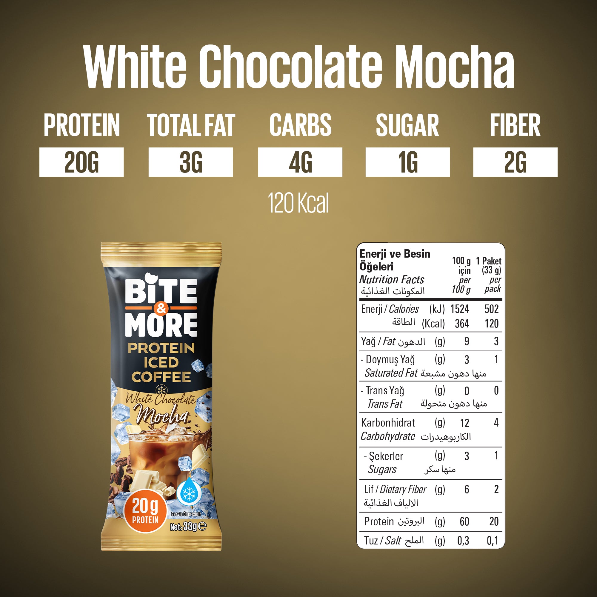 Bite & More Protein Iced Coffee 33 GR 10'Lu - White Chocolate Mocha