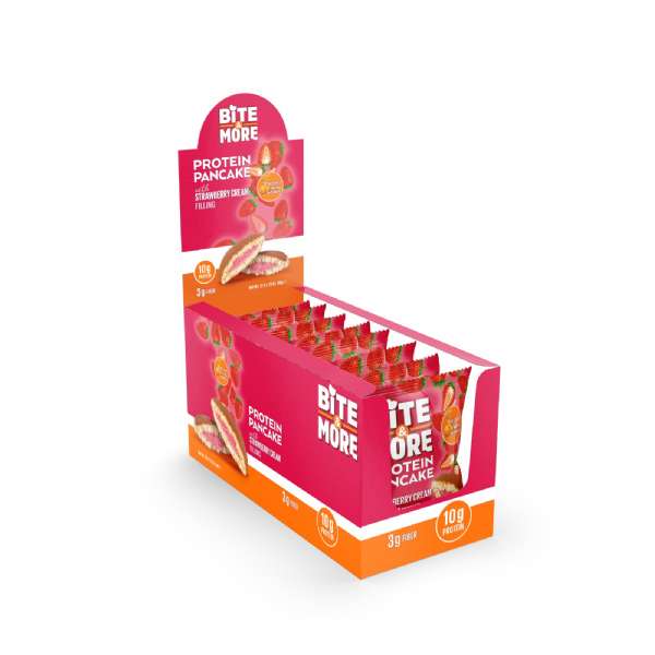 Bite & More Protein Pancake 50 GR - Strawberry - 12 Adet